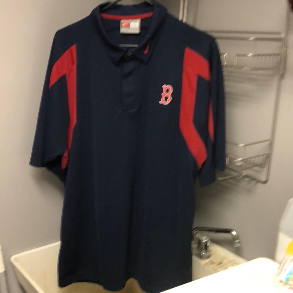 Boston Red Sox MLB Nike Team Cooperstown Retro Baseball Polo Shirt Men’s Large